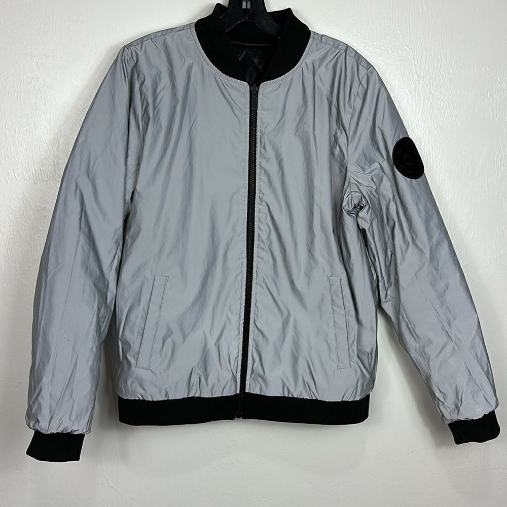 Calvin Klein Performance Reversible Black Silver Quilted Bomber Jacket Size M - Picture 7 of 12